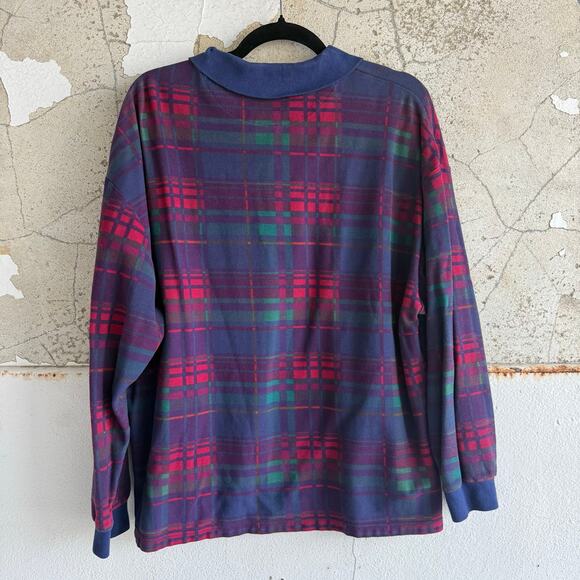 Ralph Lauren Chaps Plaid Shirt Vintage 90s Long Sleeve Polo Mens L Preppy Retro - Picture 5 of 7